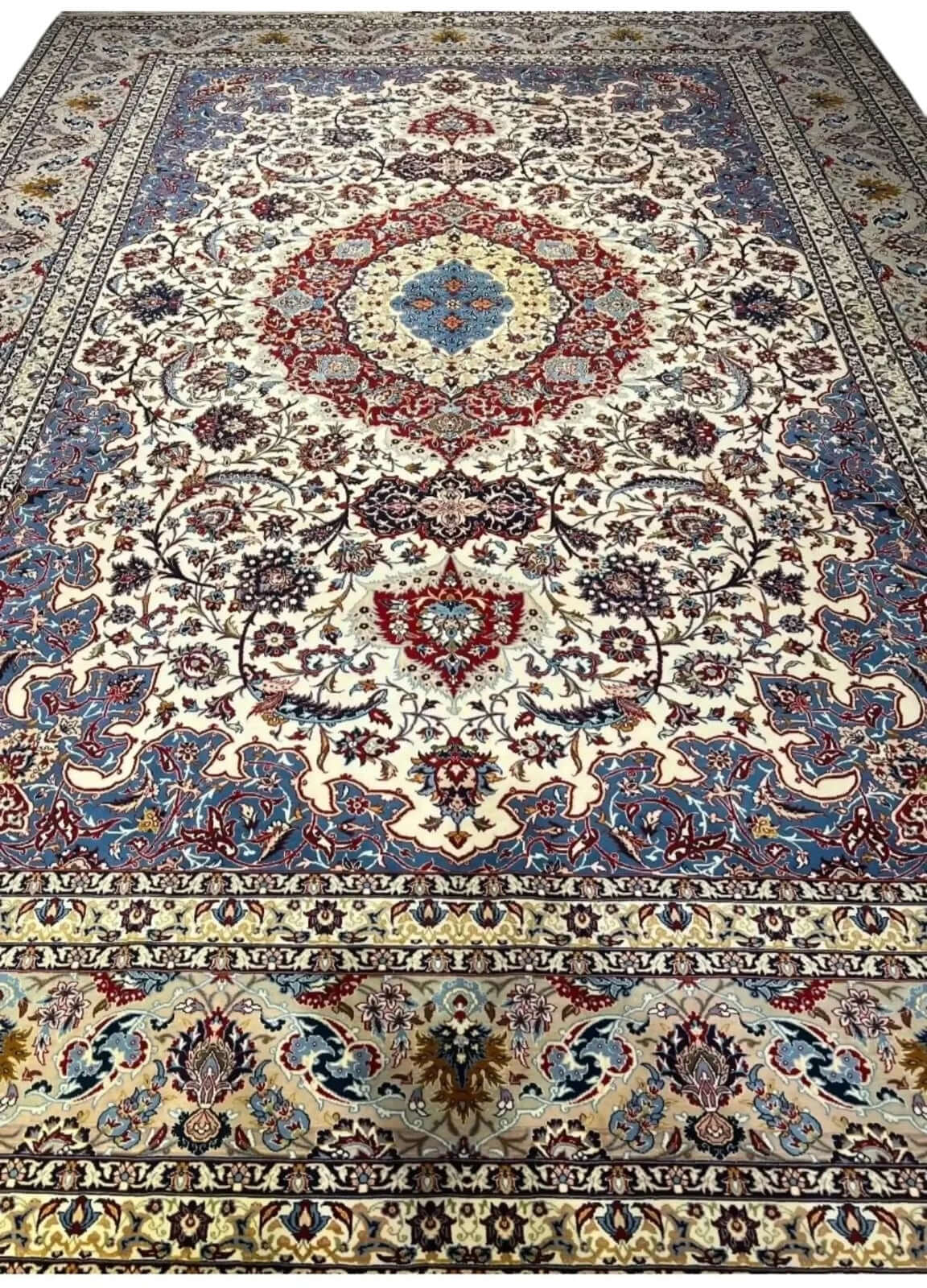 "Semi-antique Persian rug with intricate design from Isfahan."